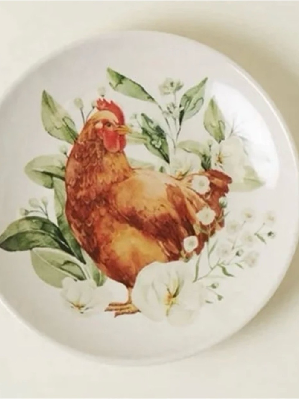 Posh Peanut-Country-Gift Set:Dessert Plates SET of 4-Rooster/Vintage Floral Chic